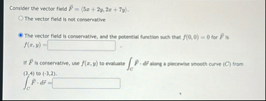 Consider the vector field vec ( F ) = ( 5 x 2 y ,