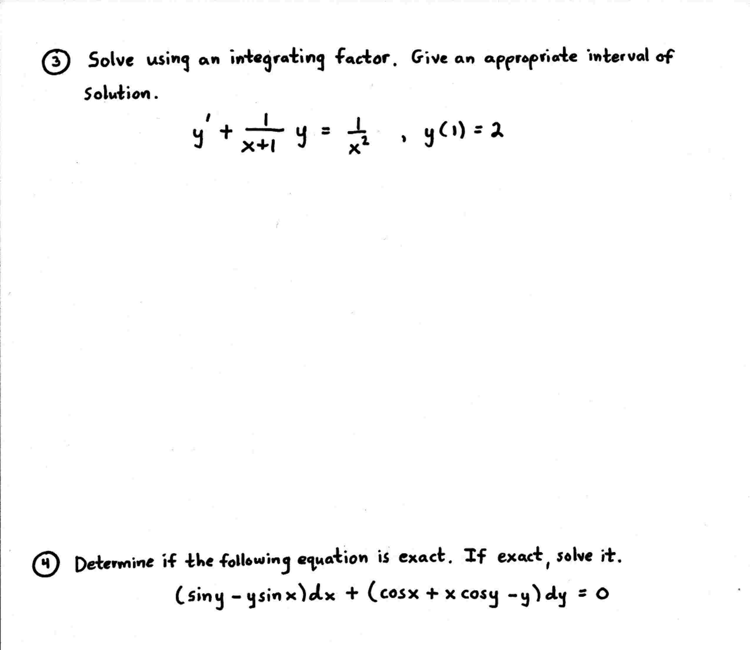 ( 4 ) Determine i f the following equation i s