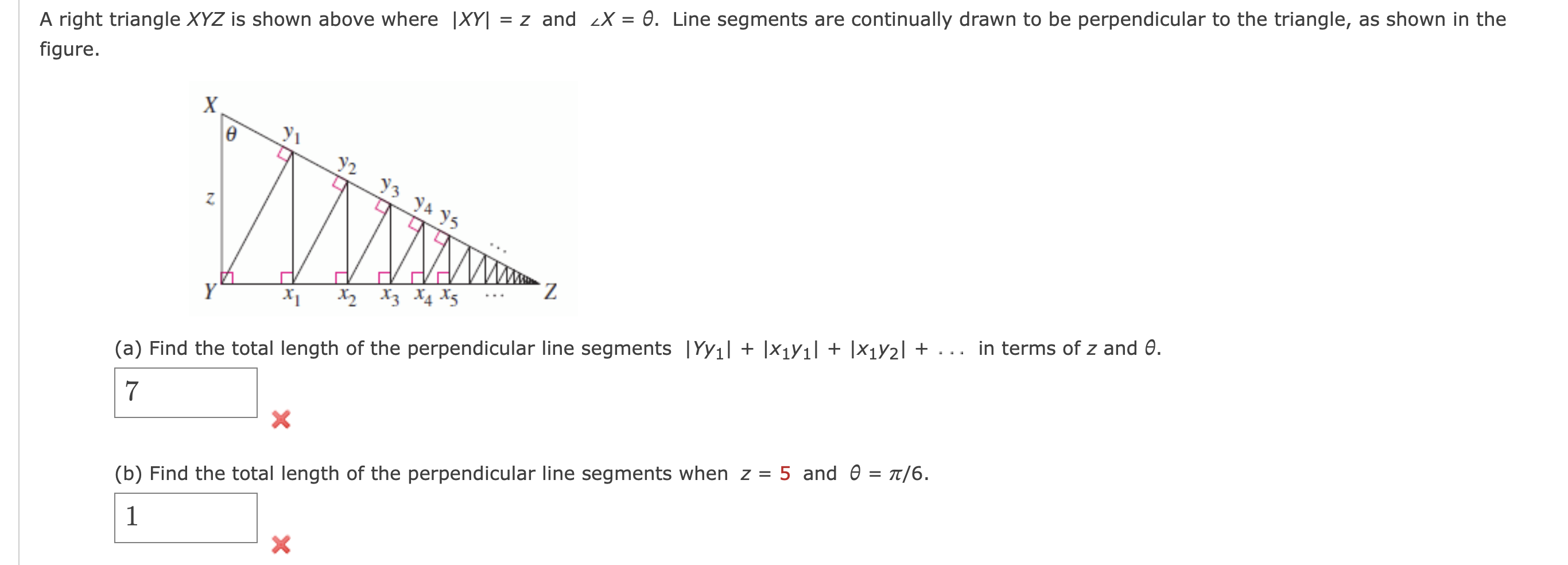 A right triangle x Y Z i s shown above where | x