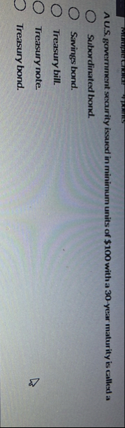 A U . S . government security issued in minimum