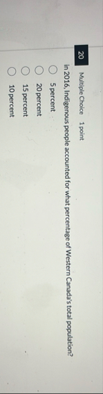 Multiple Choice 1 point in 2 0 1 6 , Indigenous