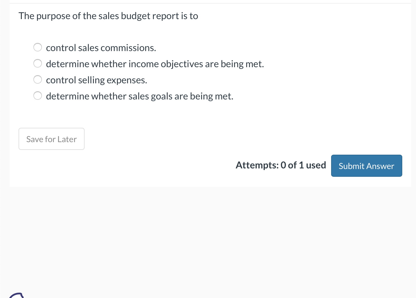 The purpose of the sales budget report is to