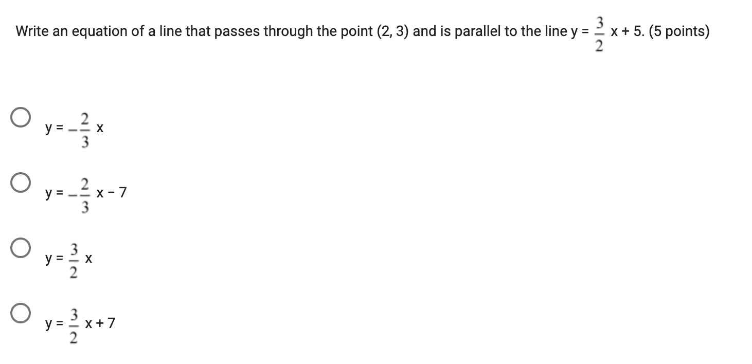 Write a n equation o f a line that passes through