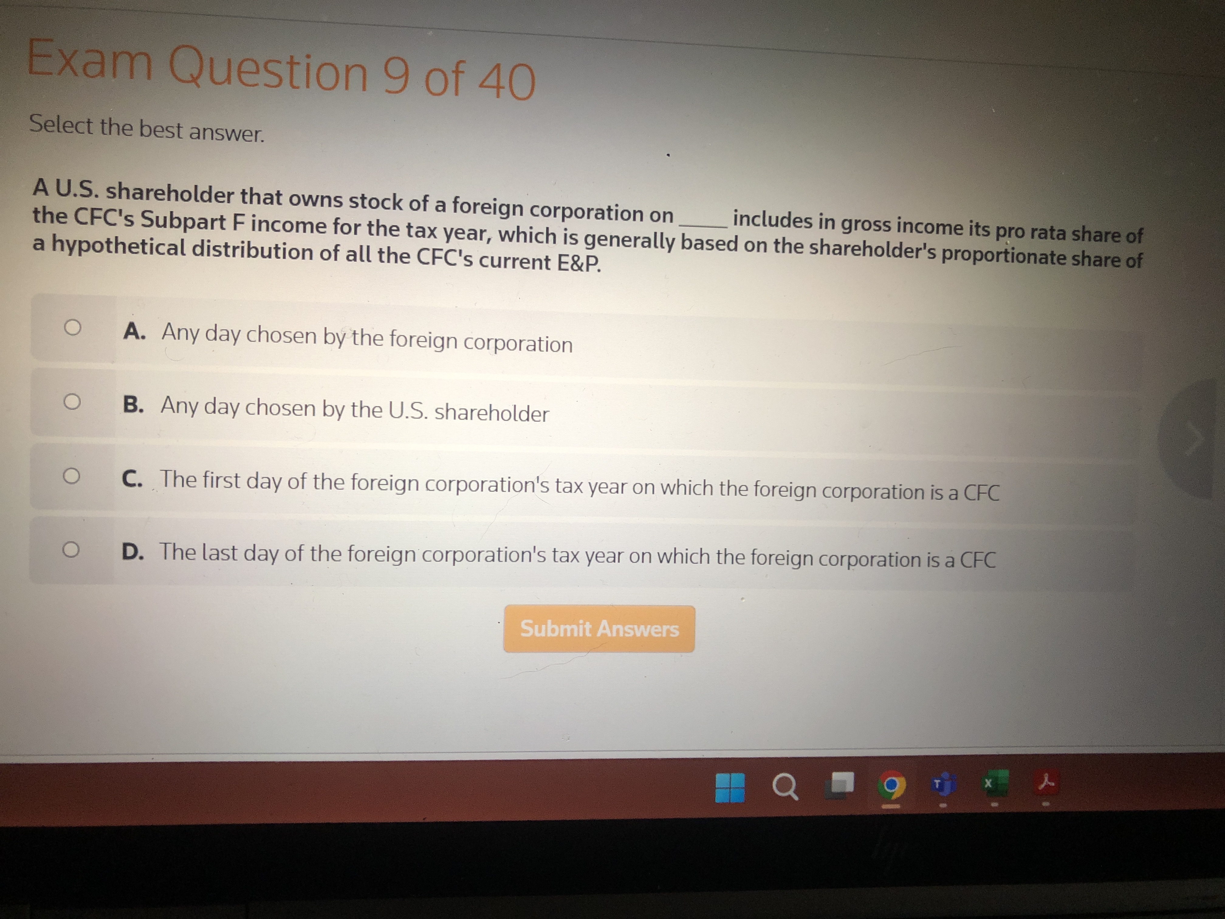 A U . S . shareholder that owns stock o f a