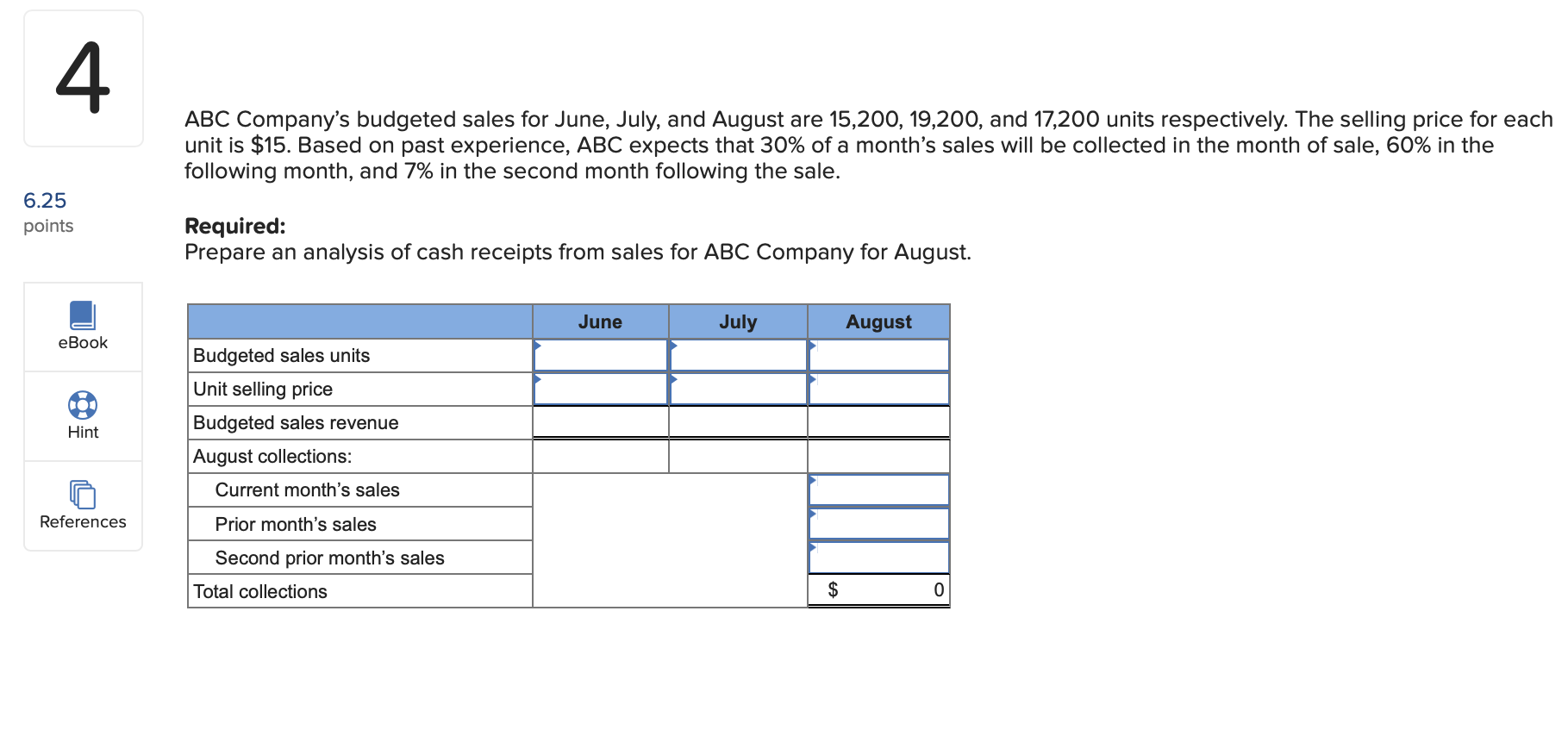 Ask an expert ABC Company's budgeted sales for