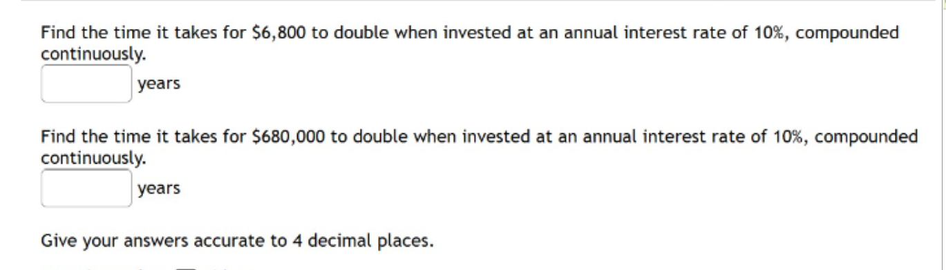 Find the time i t takes for $ 6 , 8 0 0 t o