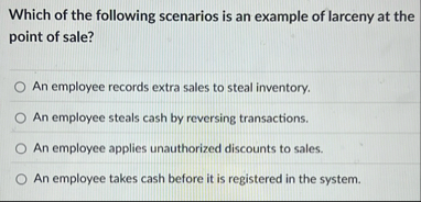 Which of the following scenarios is an example of