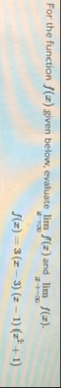 For the function f ( x ) given below, evaluate