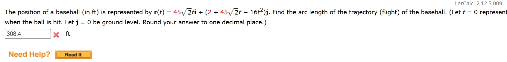 The position o f a baseball ( i n f t ) i s