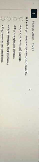 8 Multiple Choice 1 'point In the strategic