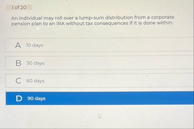 1 of 2 0 An individual may roll over a lump - sum