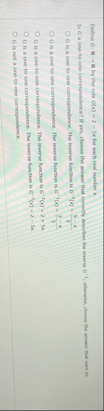 Define G : R R by the rule G ( x ) = 2 - 5 x for