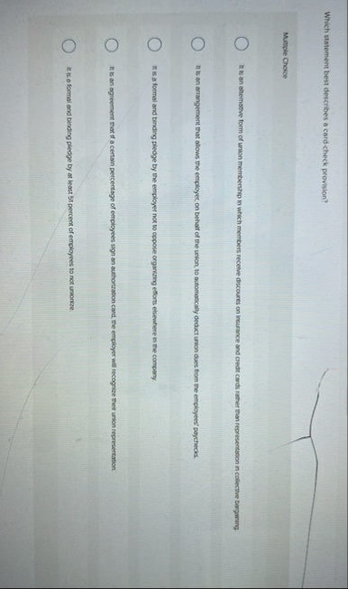 Which statement best describes a card - check