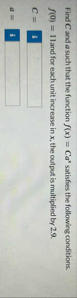 Find C and a such that the function f ( x ) = C a
