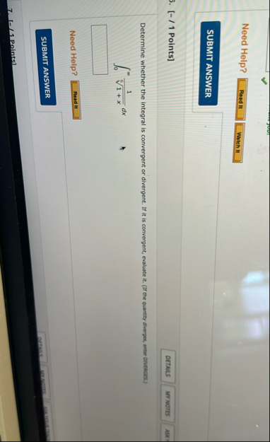 Need Help? [ - / 1 Points ] MY NOTES Determine