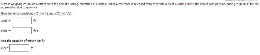 g = 3 2 f t s 2 for the acceleration due t o