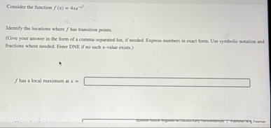 Consider the function f ( x ) = 4 x f - x 2 .