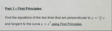 Part 1 - First Principles: Find the equations of