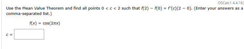 Use the Mean Value Theorem and find all points f
