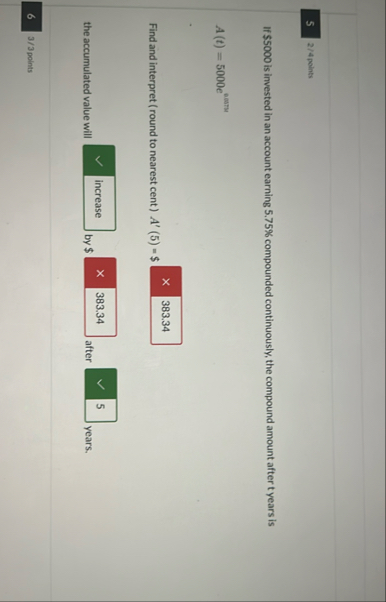 5 2 4 points If $ 5 0 0 0 is invested in an