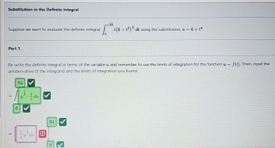 Substitutien in the Definite inbegral Suppose we