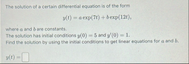 The solution of a certain differential equation