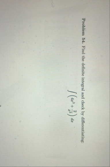 Problem 5 4 . Find the definite integral and