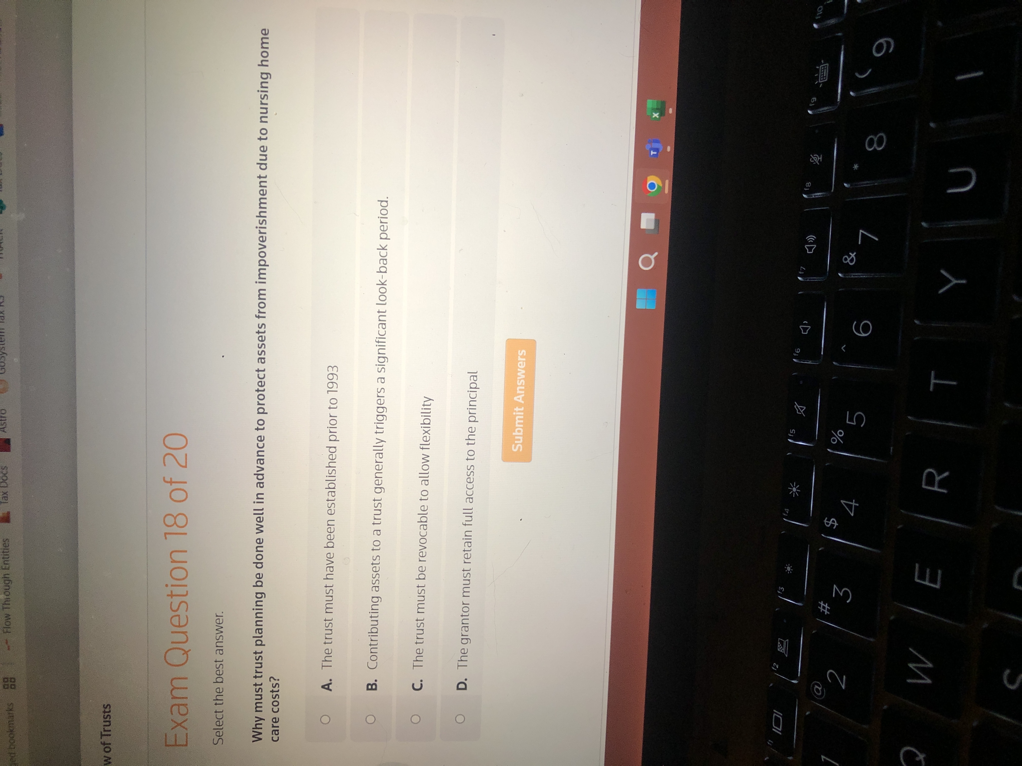 Select the best answer. Why must trust planning