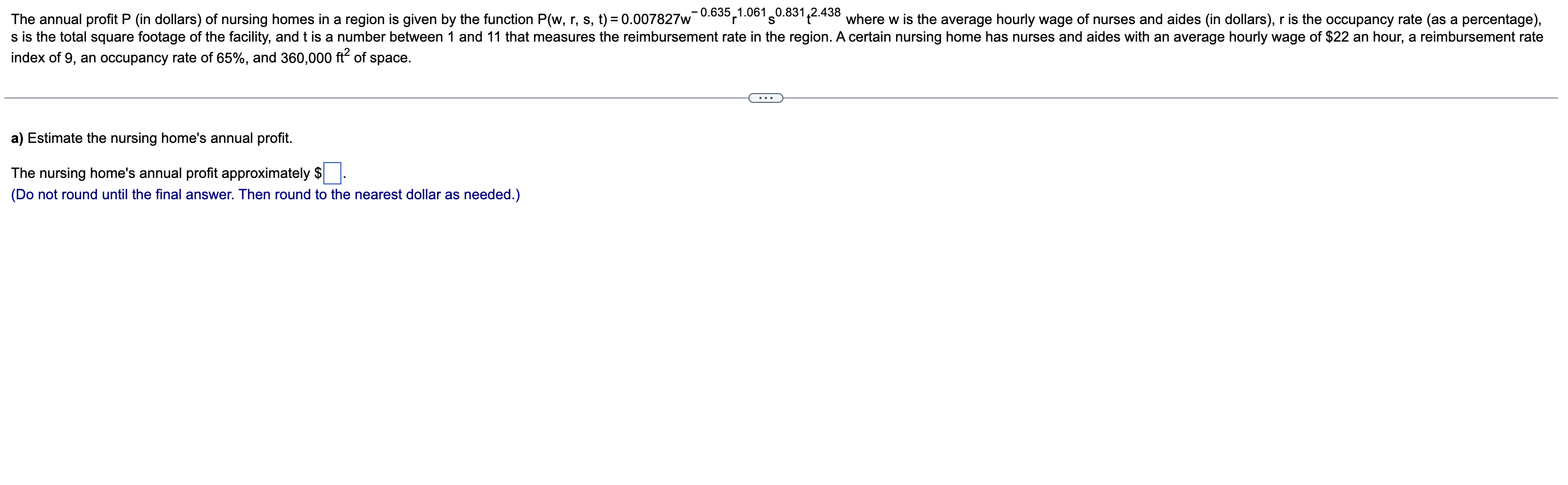 index o f 9 , a n occupancy rate o f 6 5 % , and