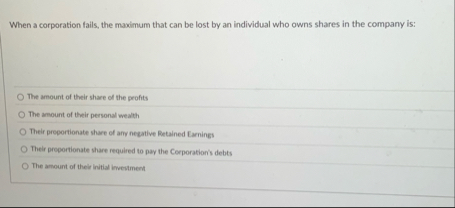 When a corporation fails, the maximum that can be