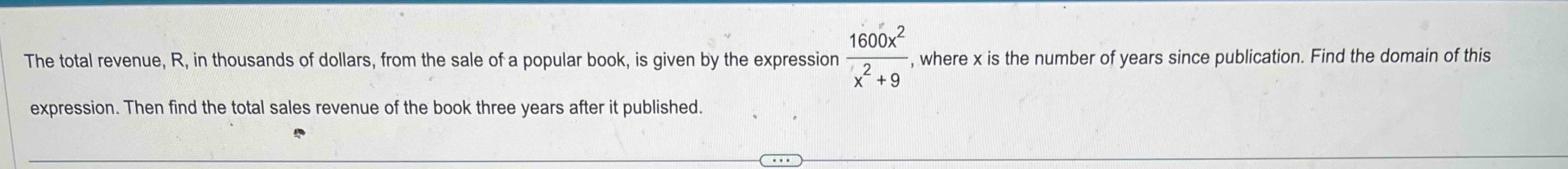 The total revenue, R , i n thousands o f dollars,