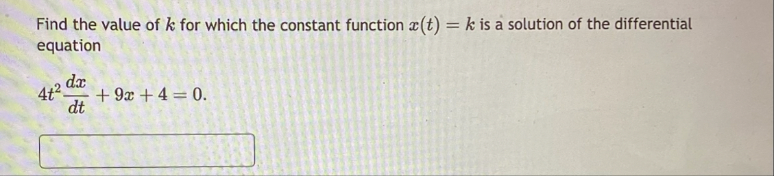 Find the value of k for which the constant