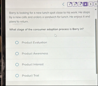 1 2 3 4 5 6 Barry is looking for a new lunch spot