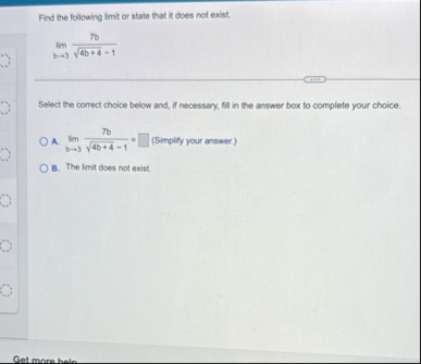 Find the following linit or state that it does