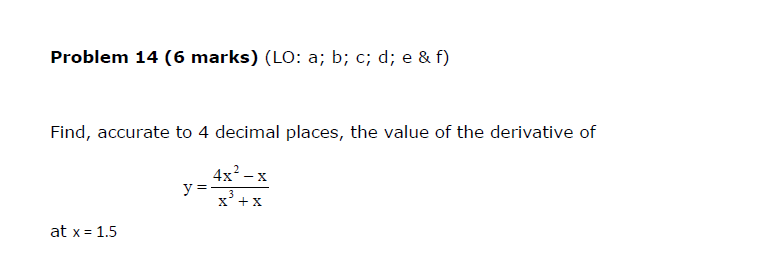 Problem 1 4 ( 6 marks ) ( L O : a ; b ; c ; d ; e