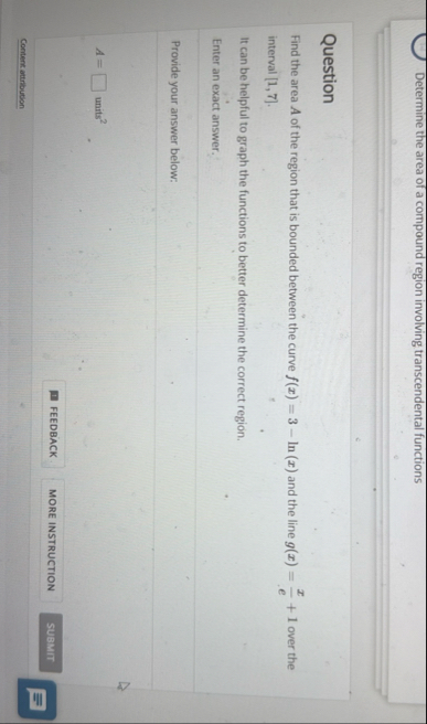 Determine the area of a compound region involving