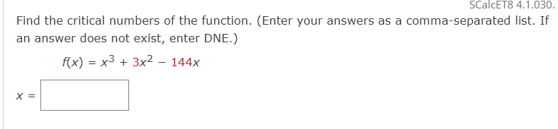 SCalcET 8 4 . 1 . 0 3 0 . Find the critical