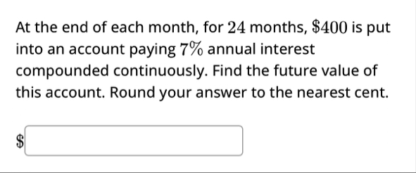 At the end of each month, for 2 4 months, $ 4 0 0