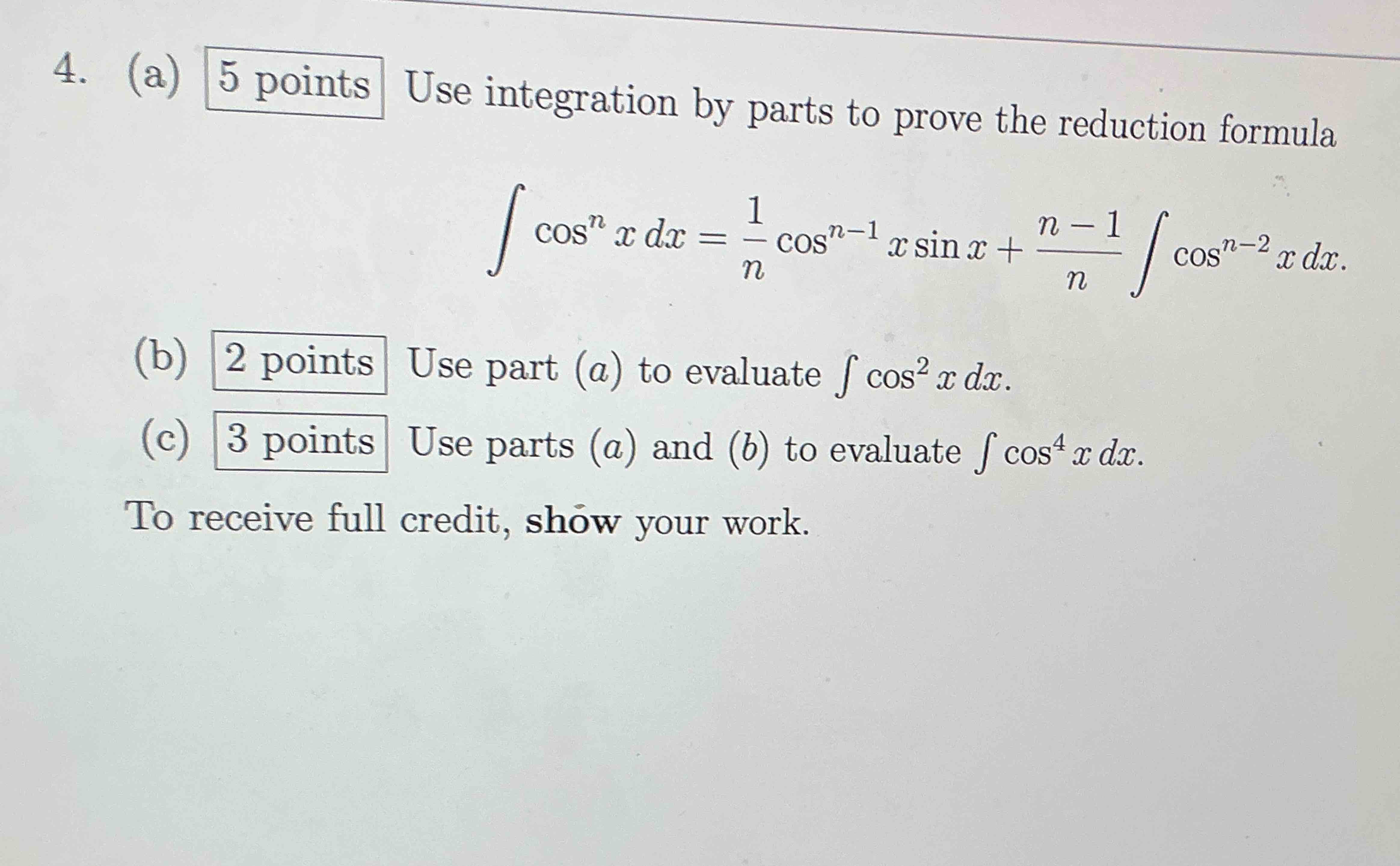 ( a ) Use integration b y parts t o prove the