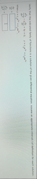 Venfy that the indicated famly of functions is a