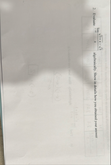 Evaluate lim x 0 3 x 2 - 3 2 x algebraically.