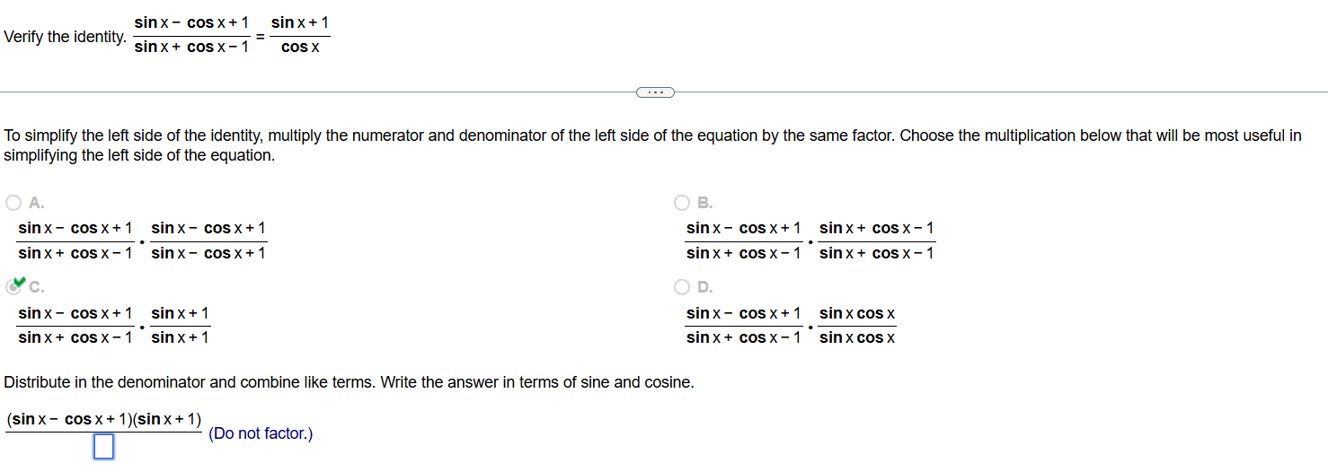 T o simplify the left side o f the identity,