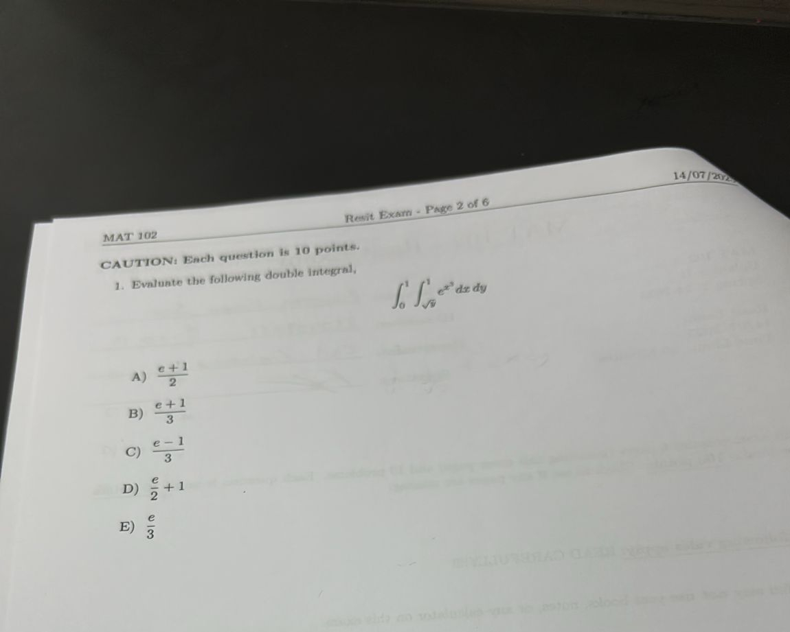 MAT 1 0 2 CAUTION: Ench question i s 1 0 points.