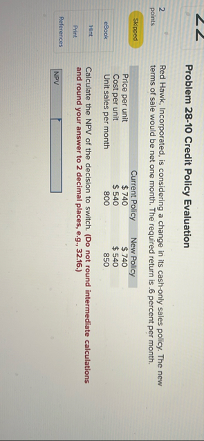 Problem 2 8 - 1 0 Credit Policy Evaluation 2