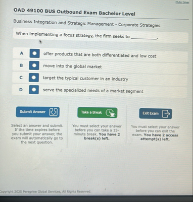 Bretinet OAD 4 9 1 0 0 BUS Outbound Exam Bachelor