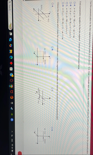 Find the parametrization for the line segment