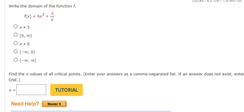 Write the domain o f the function f . , f ( x ) =