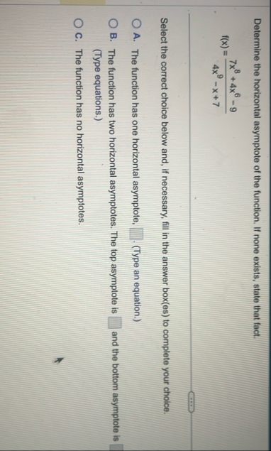 Determine the horizontal asymptote of the