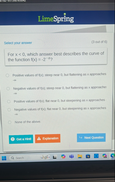 LimeSpring Select your answer ( 3 out of 6 ) For