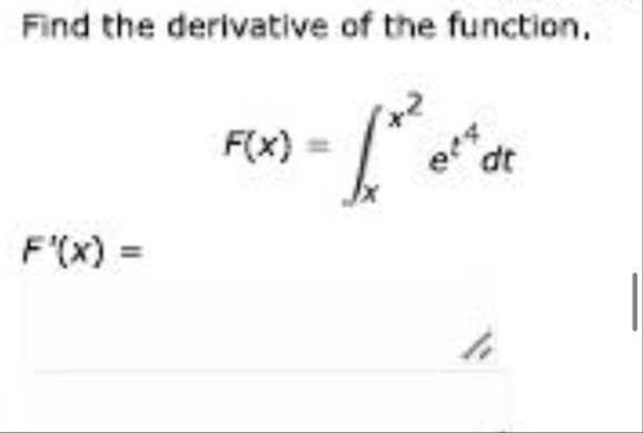 Find the derivative of the function. F ' ( x ) =